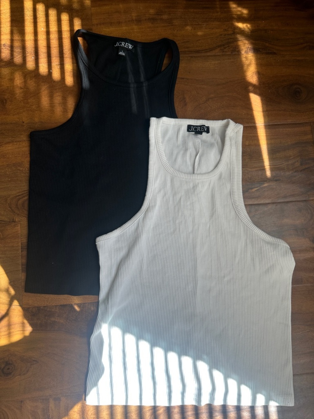 J. Crew Ribbed Tank Tops in Black and White - Set of 2